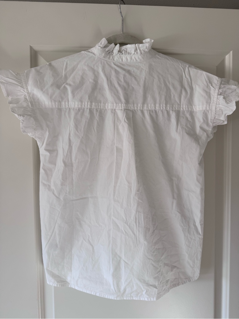 Free Assembly White Ruffle-Trim Button-Front Blouse - Picture 4 of 5